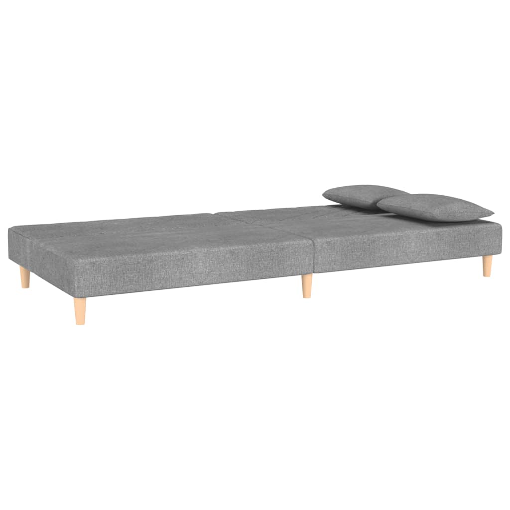 vidaXL 2-Seater Sofa Bed with 2 Pillows Fabric Light Grey