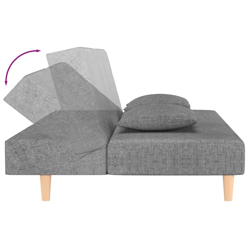 vidaXL 2-Seater Sofa Bed with 2 Pillows Fabric Light Grey