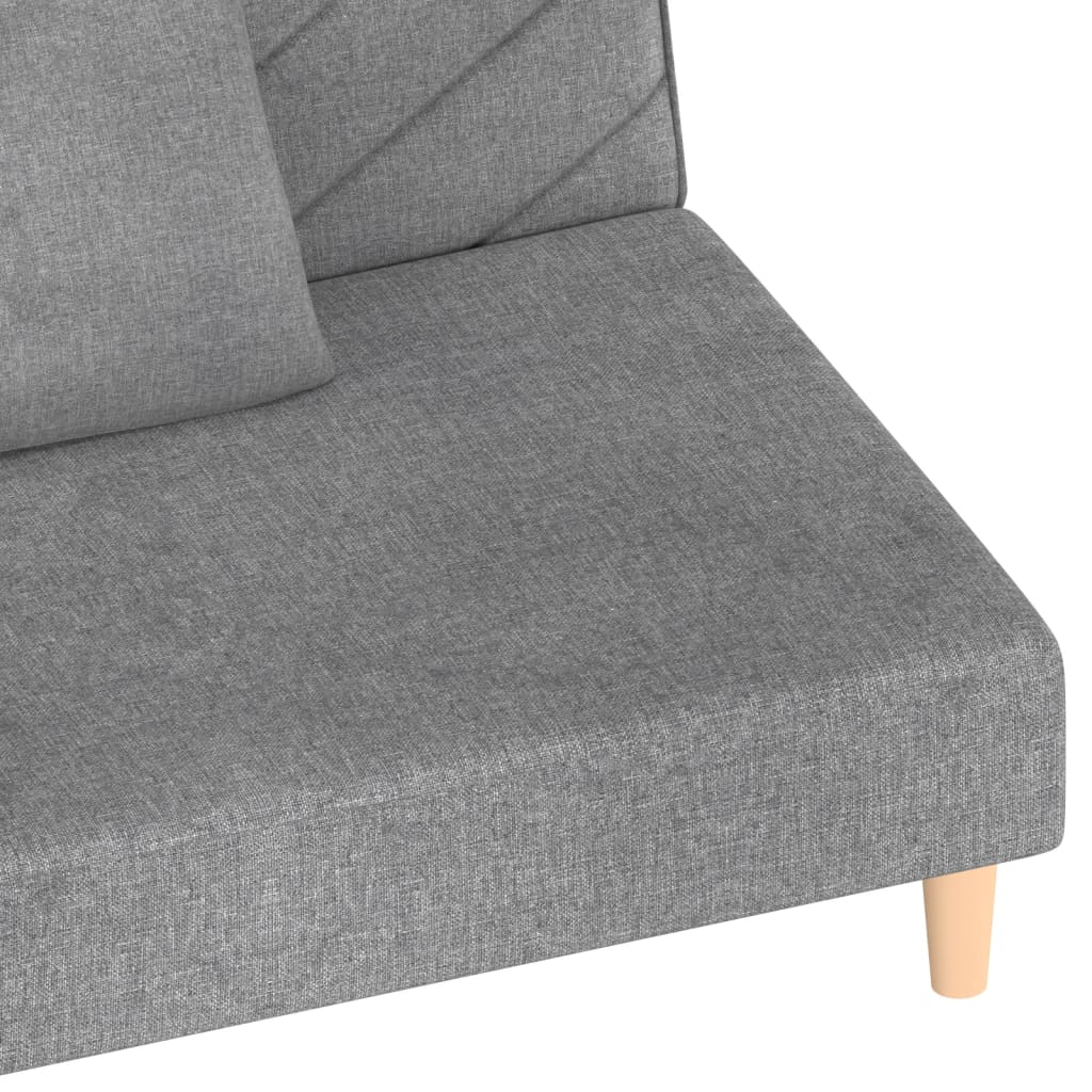 vidaXL 2-Seater Sofa Bed with 2 Pillows Fabric Light Grey