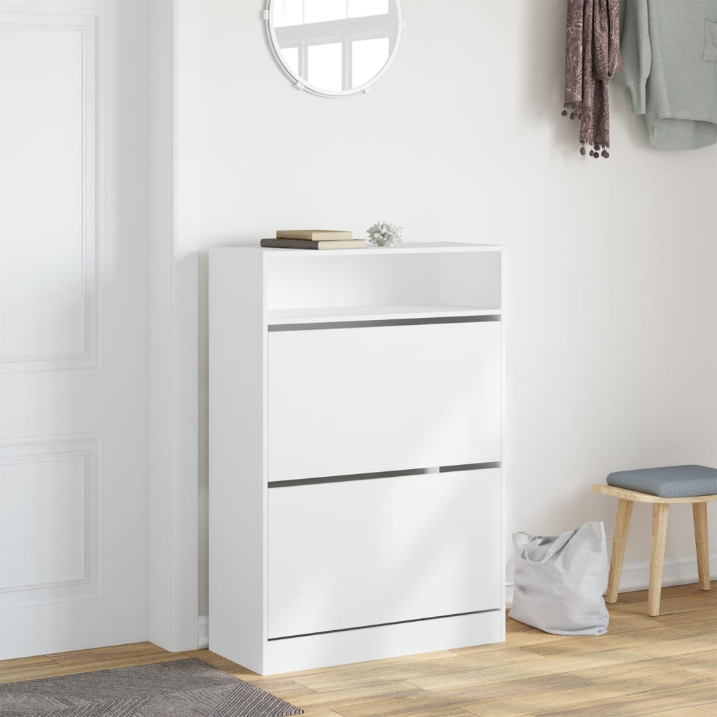 vidaXL Schoenenkast met 2 klaplades 80x34x116 cm wit
