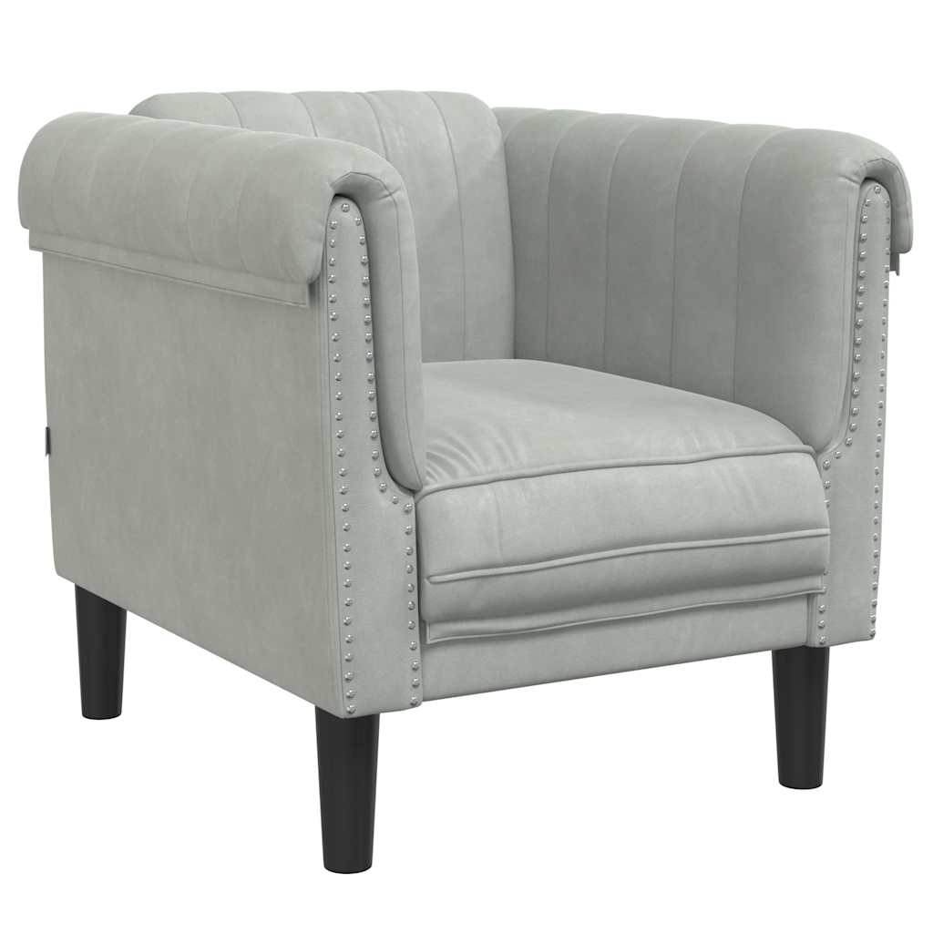 vidaXL Armchair velvet light grey