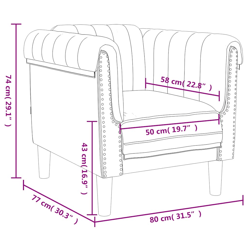 vidaXL Armchair velvet light grey