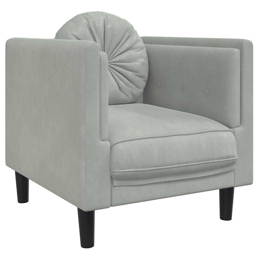 vidaXL Fauteuil met kussen fluweel lichtgrijs