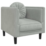 vidaXL Fauteuil met kussen fluweel lichtgrijs