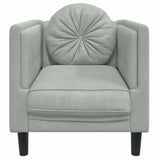 vidaXL Fauteuil met kussen fluweel lichtgrijs