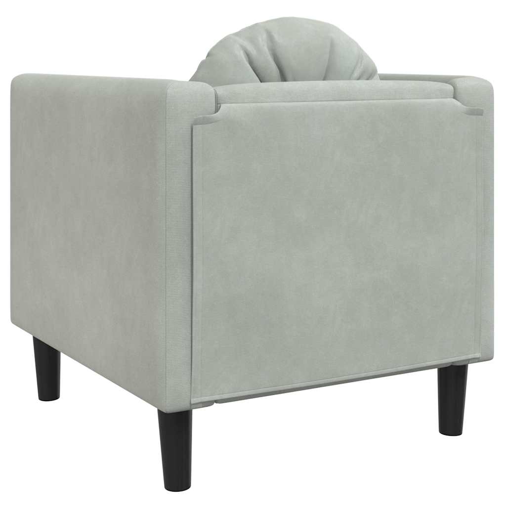 vidaXL Fauteuil met kussen fluweel lichtgrijs