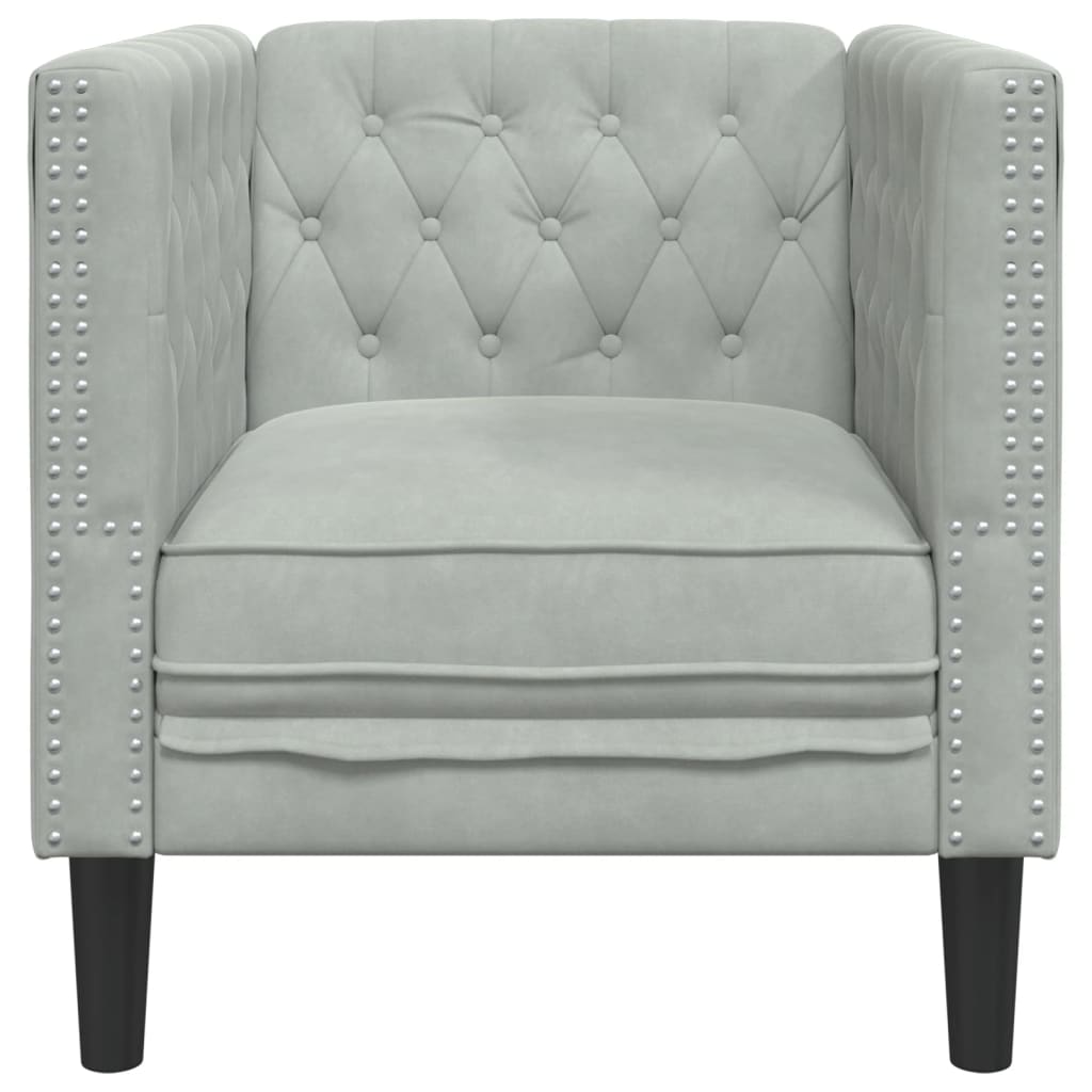 vidaXL Fauteuil Chesterfield-stijl fluweel lichtgrijs