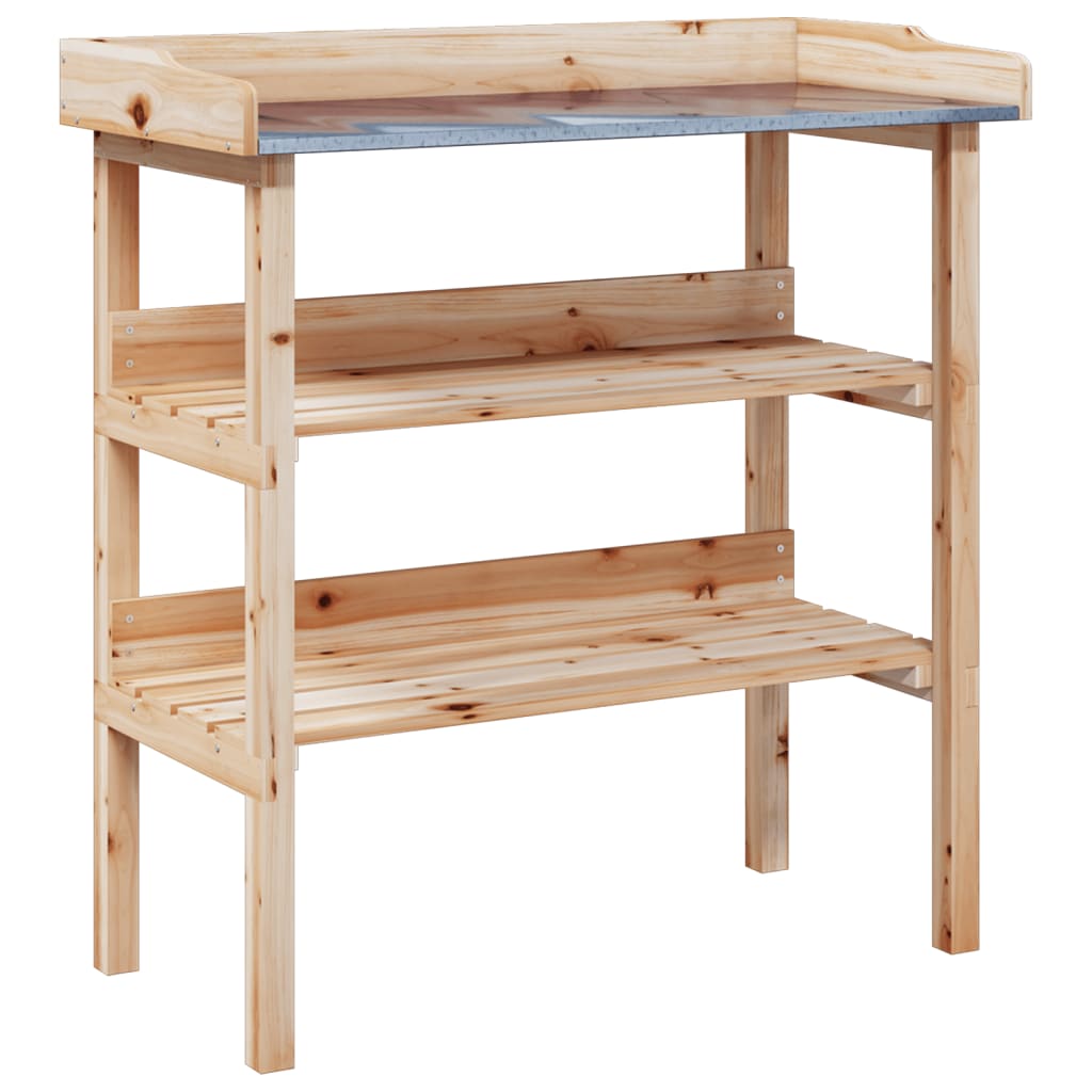 vidaXL Plantentafel met schappen 78x38x82,5 cm massief vurenhout