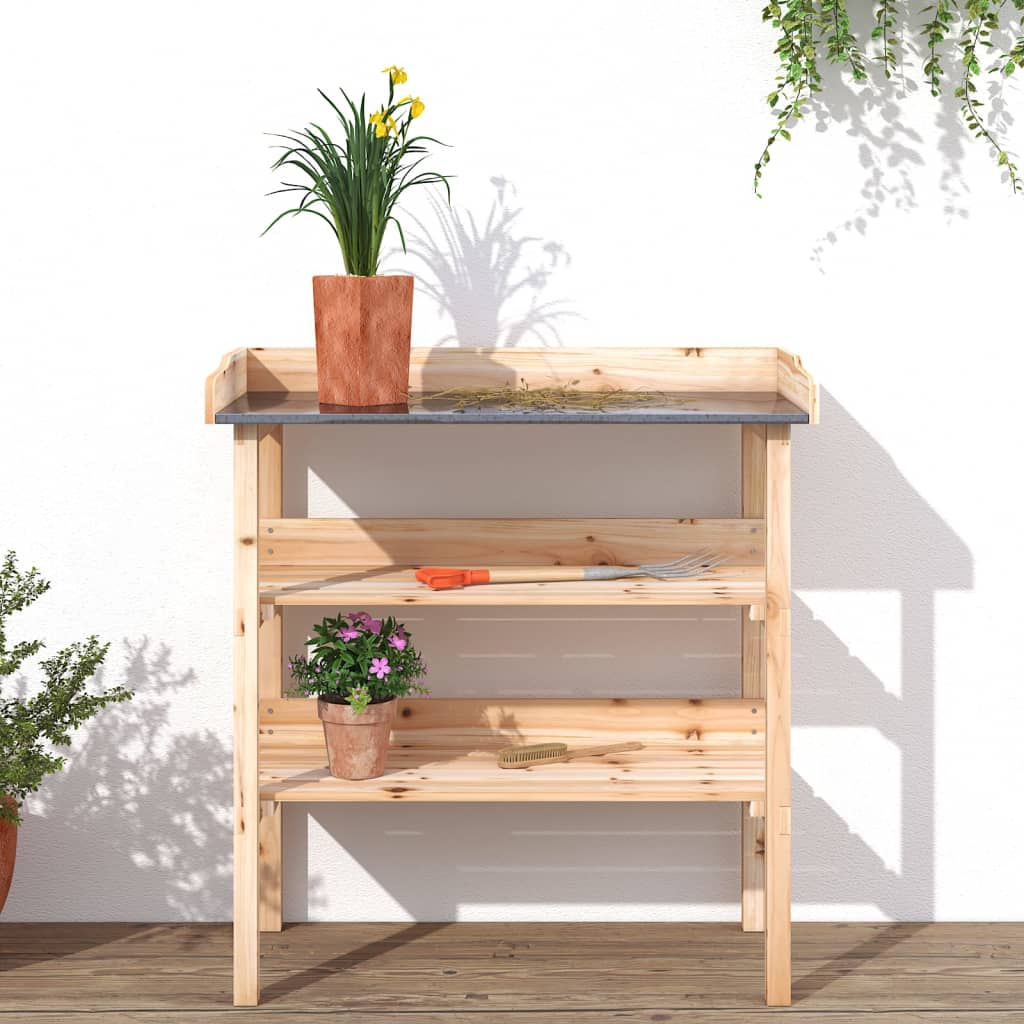 vidaXL Plantentafel met schappen 78x38x82,5 cm massief vurenhout
