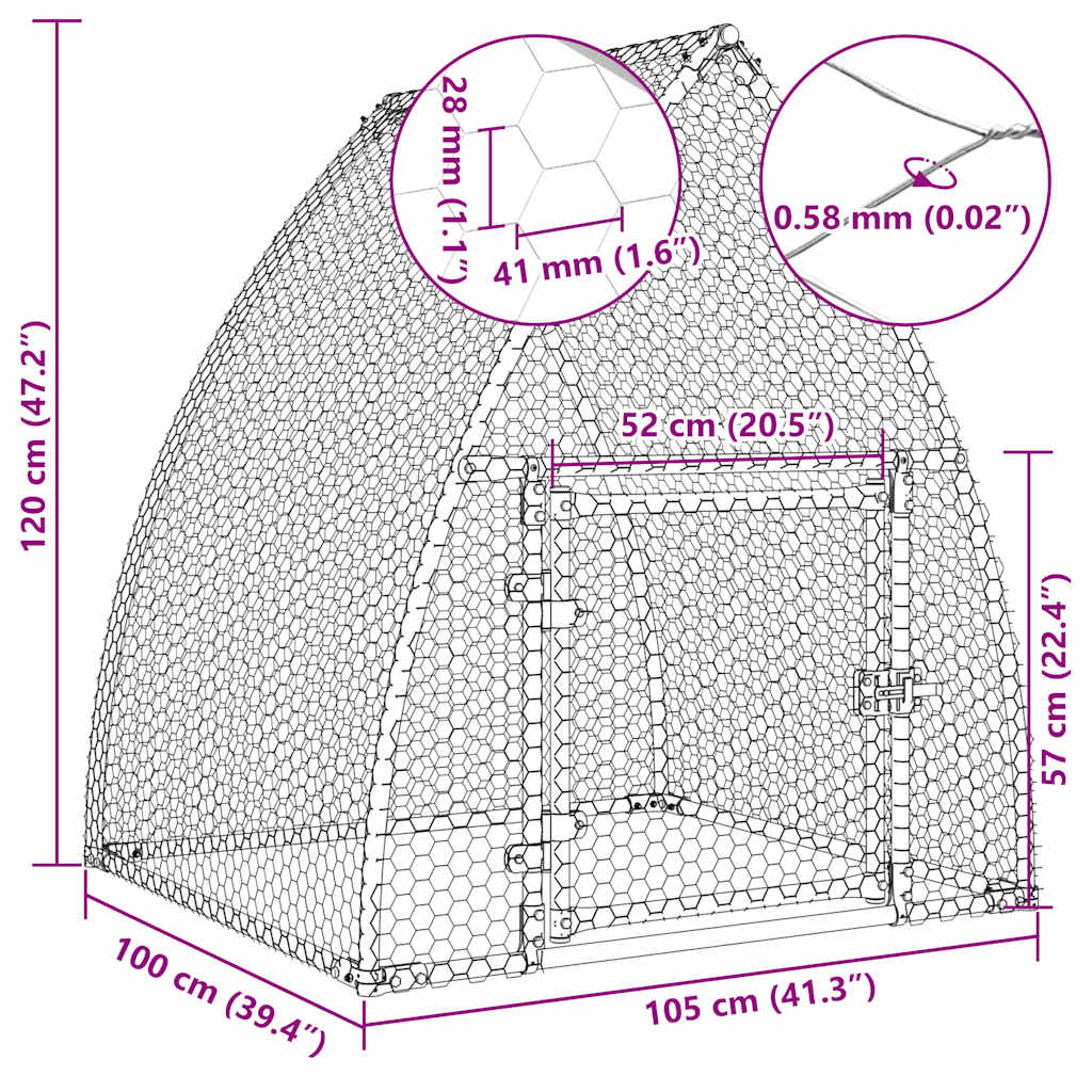 vidaXL Chicken Coop 100x105x120 cm Galvanized Steel Silver