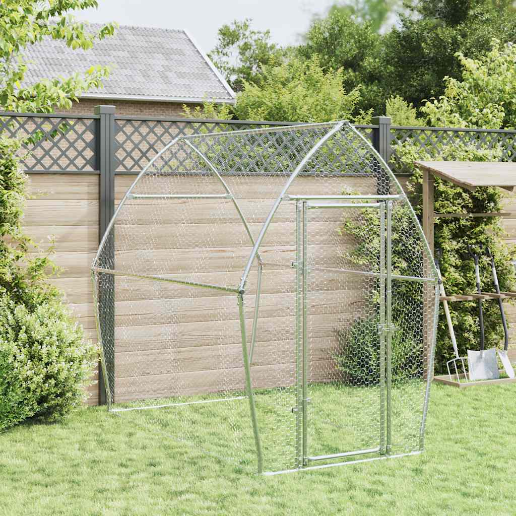 vidaXL Chicken Coop 200x105x182 cm Galvanized Steel Silver