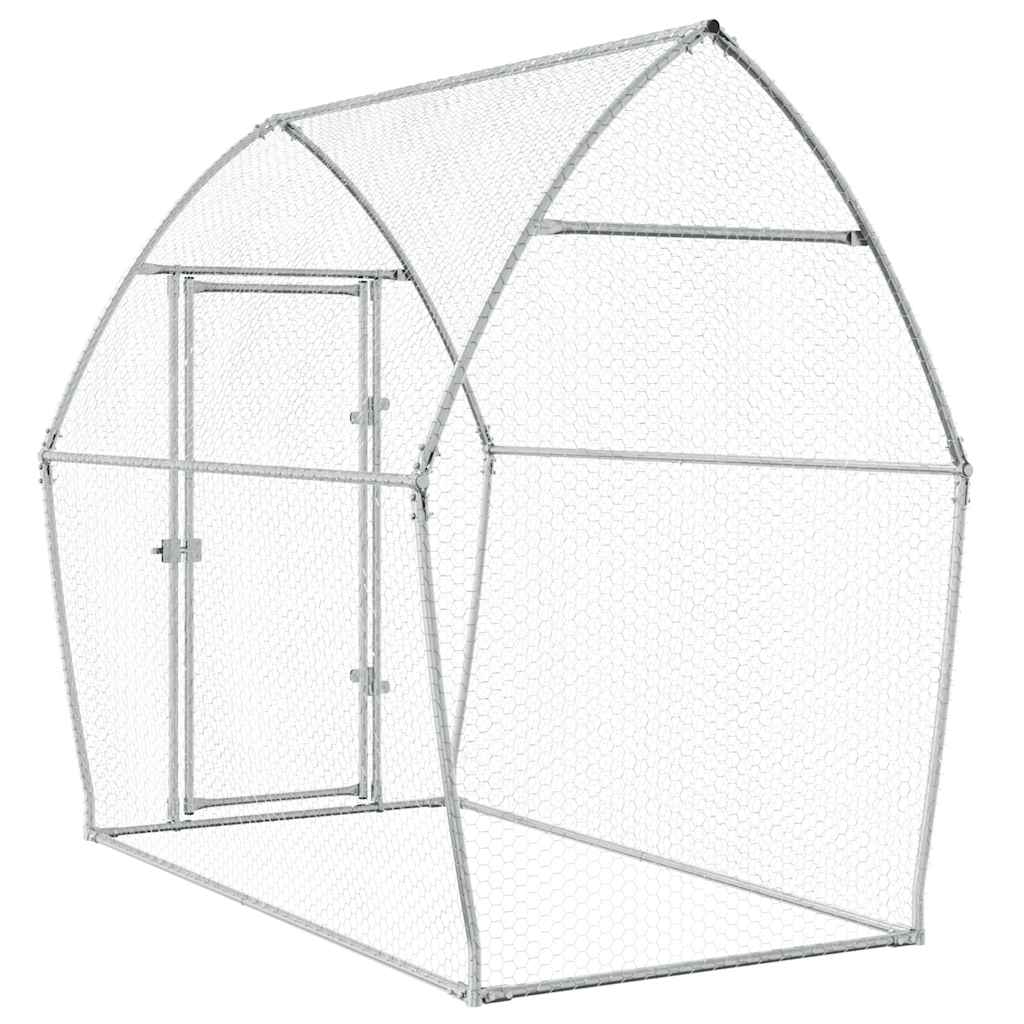 vidaXL Chicken Coop 200x105x182 cm Galvanized Steel Silver