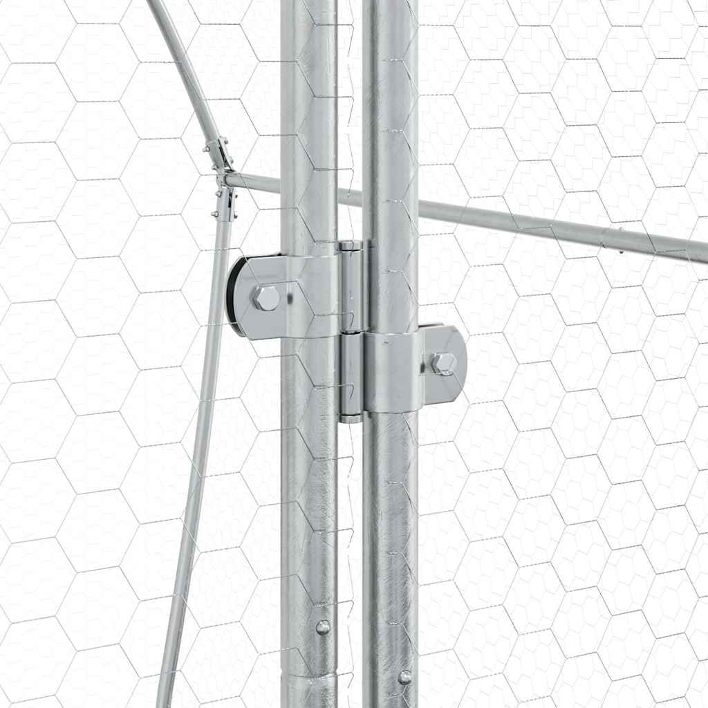 vidaXL Chicken Coop 200x105x182 cm Galvanized Steel Silver