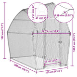 vidaXL Chicken Coop 200x105x182 cm Galvanized Steel Silver