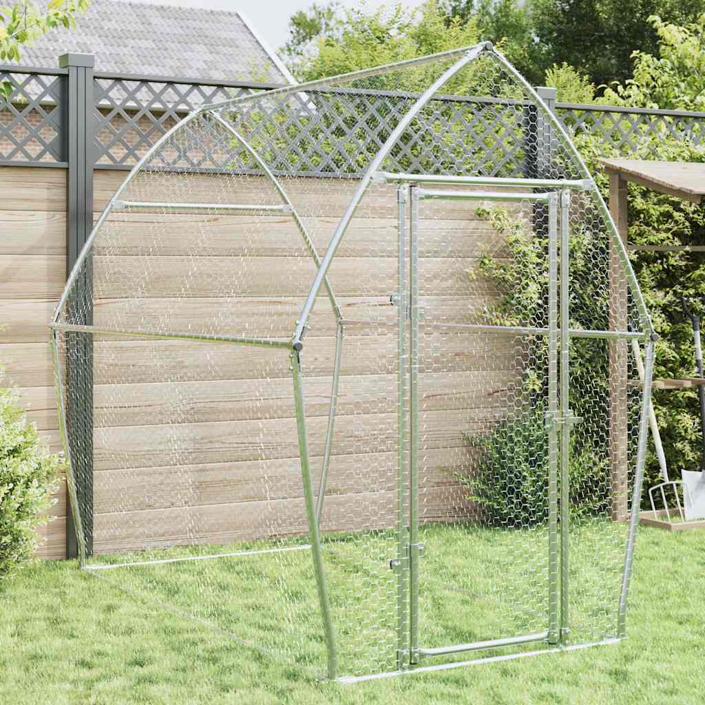 vidaXL Chicken Coop 200x105x182 cm Galvanized Steel Silver