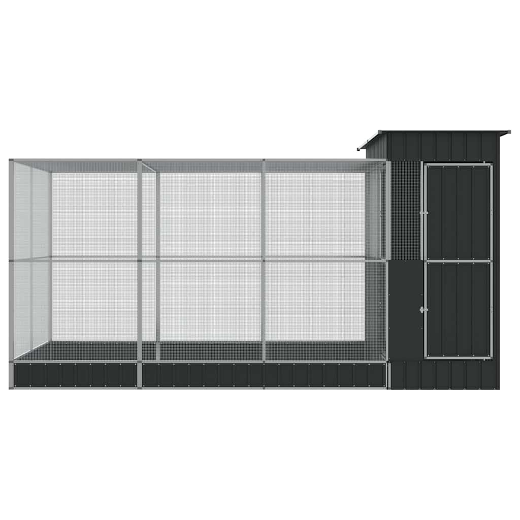 vidaXL Volière met verlengstuk zilver 416x203x216 cm staal
