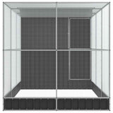 vidaXL Volière met verlengstuk zilver 416x203x216 cm staal
