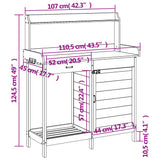 vidaXL Oppottafel met kast 110,5x45x124,5 cm massief vurenhout