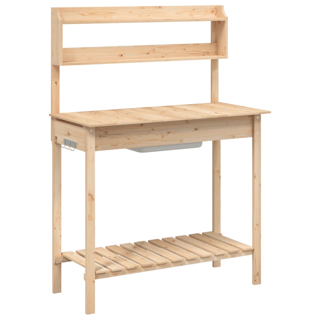 vidaXL Oppottafel met spoelbak 147,5x44x139,5 cm massief vurenhout