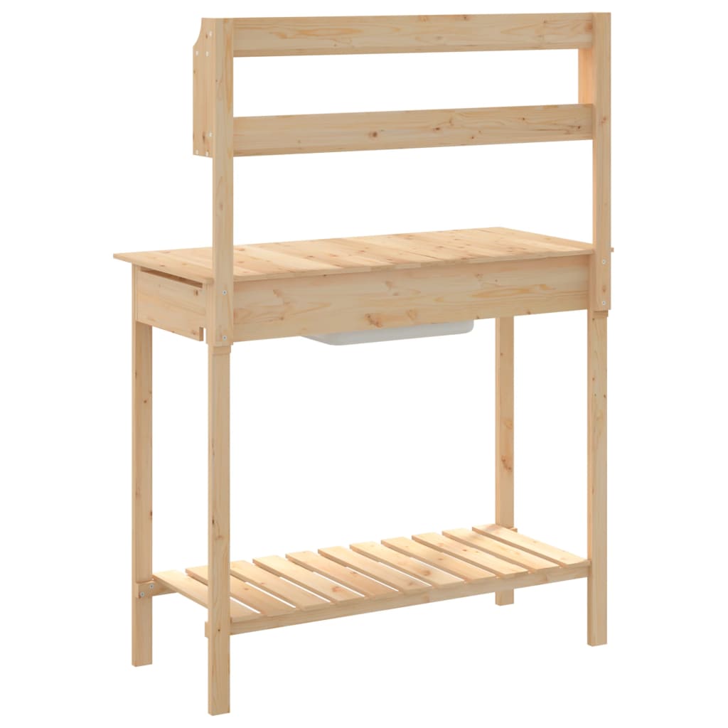 vidaXL Oppottafel met spoelbak 147,5x44x139,5 cm massief vurenhout