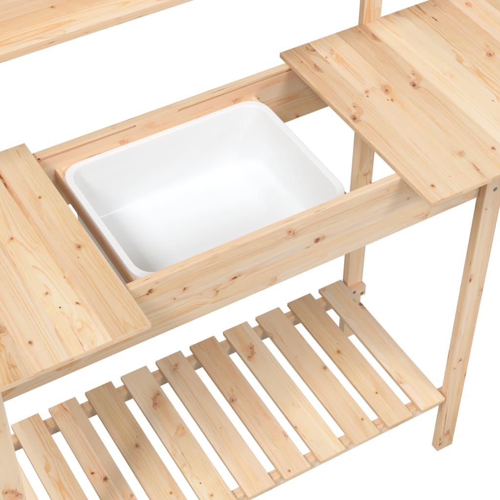 vidaXL Oppottafel met spoelbak 147,5x44x139,5 cm massief vurenhout