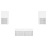 vidaXL 4-delige tv-wandmeubelset met LED-verlichting wit