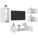 vidaXL 4-delige tv-wandmeubelset met LED-verlichting wit