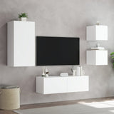 vidaXL 4-delige tv-wandmeubelset met LED-verlichting wit