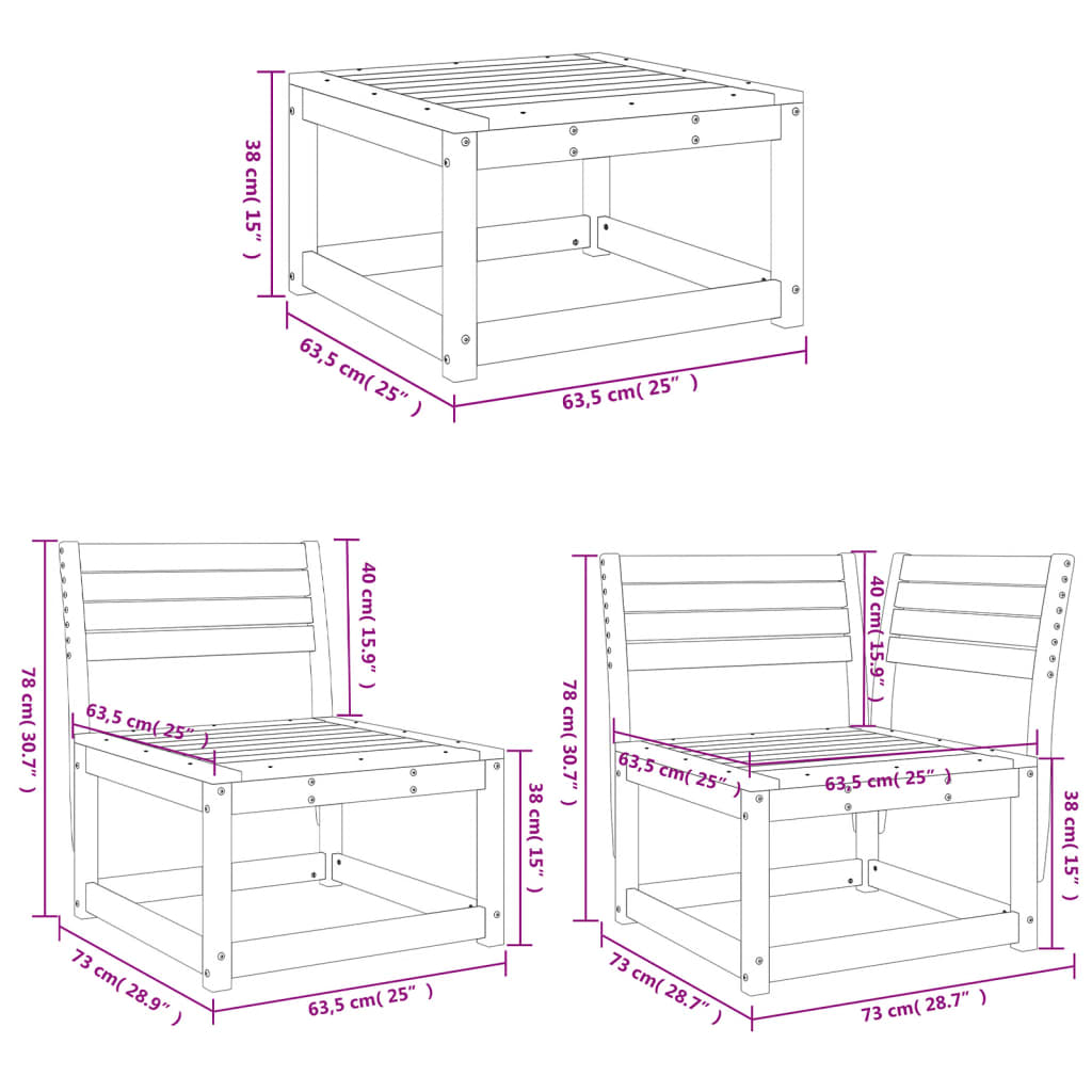 vidaXL 4-delige Loungeset massief grenenhout