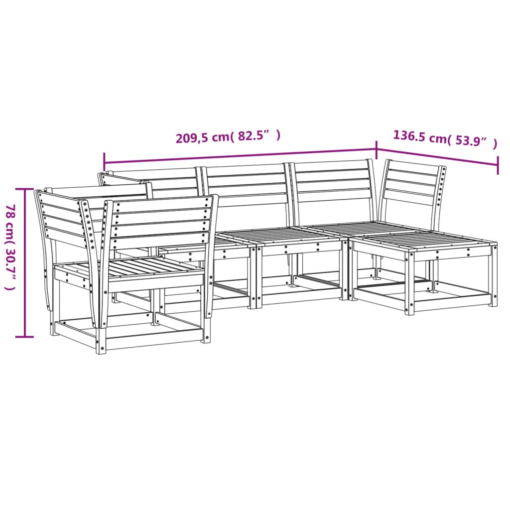 vidaXL 5-delige Loungeset massief grenenhout
