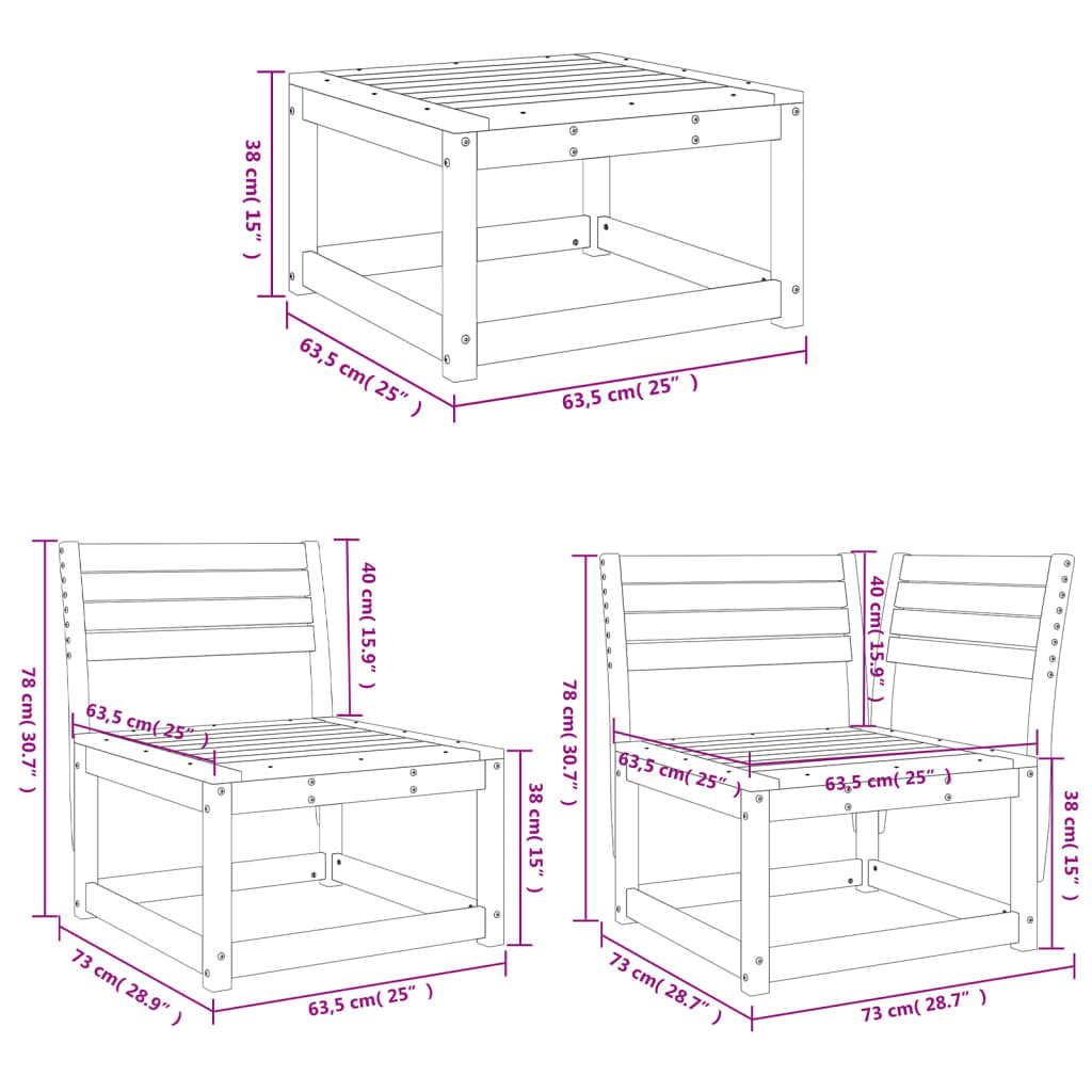vidaXL 7-delige Loungeset massief grenenhout