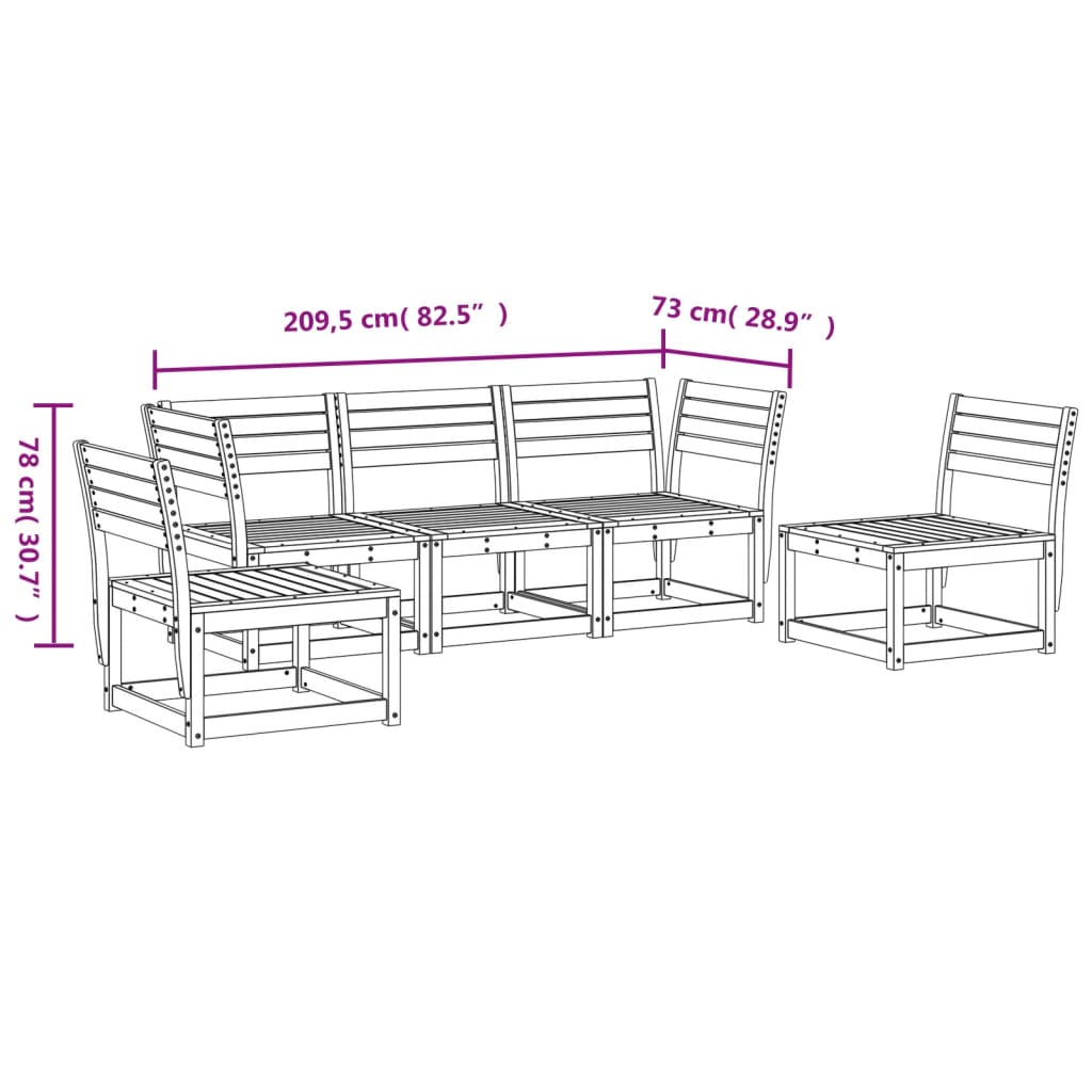 vidaXL 5-delige Loungeset massief grenenhout
