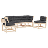 vidaXL 5-delige Loungeset met kussens massief grenenhout