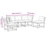 vidaXL 5-delige Loungeset met kussens massief grenenhout