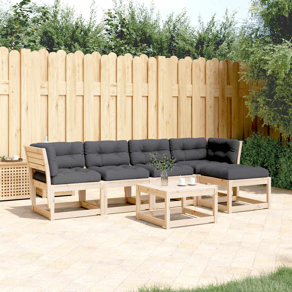 vidaXL 5-delige Loungeset met kussens massief grenenhout