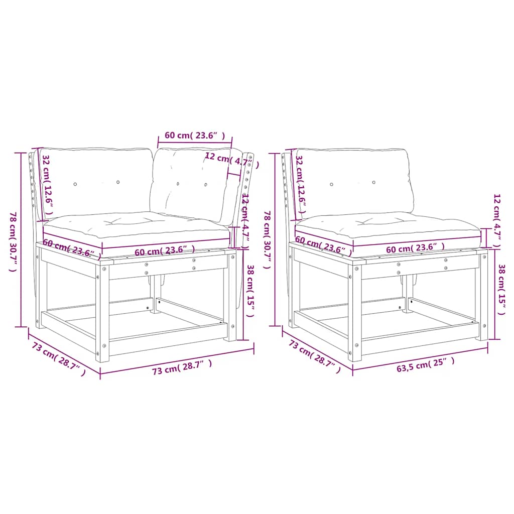 vidaXL 6-delige Loungeset met kussens massief grenenhout