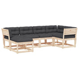 vidaXL 6-delige Loungeset met kussens massief grenenhout