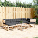 vidaXL 6-delige Loungeset met kussens massief grenenhout