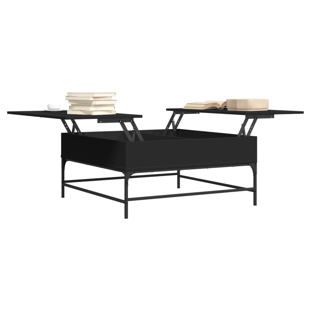 vidaXL Salontafel 95x95x45 cm bewerkt hout en metaal zwart