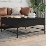 vidaXL Salontafel 95x95x45 cm bewerkt hout en metaal zwart