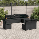 vidaXL 8-delige Loungeset met kussens poly rattan zwart