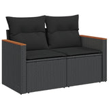 vidaXL Ensemble de salon 10 personnes avec coussins en poly rotin noir