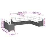 vidaXL ensemble de 10 banques de jardin avec coussins en polyrotan noir