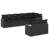 vidaXL 8-delige Loungeset met kussens poly rattan zwart
