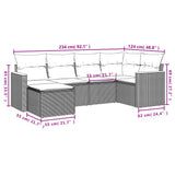 vidaXL 6-Piece Garden Sofa Set with Cushions Black Poly Rattan
