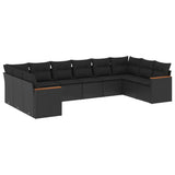 vidaXL Ensemble de salon 10 personnes avec coussins en poly rotin noir