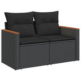 vidaXL Ensemble de salon 10 personnes avec coussins en poly rotin noir