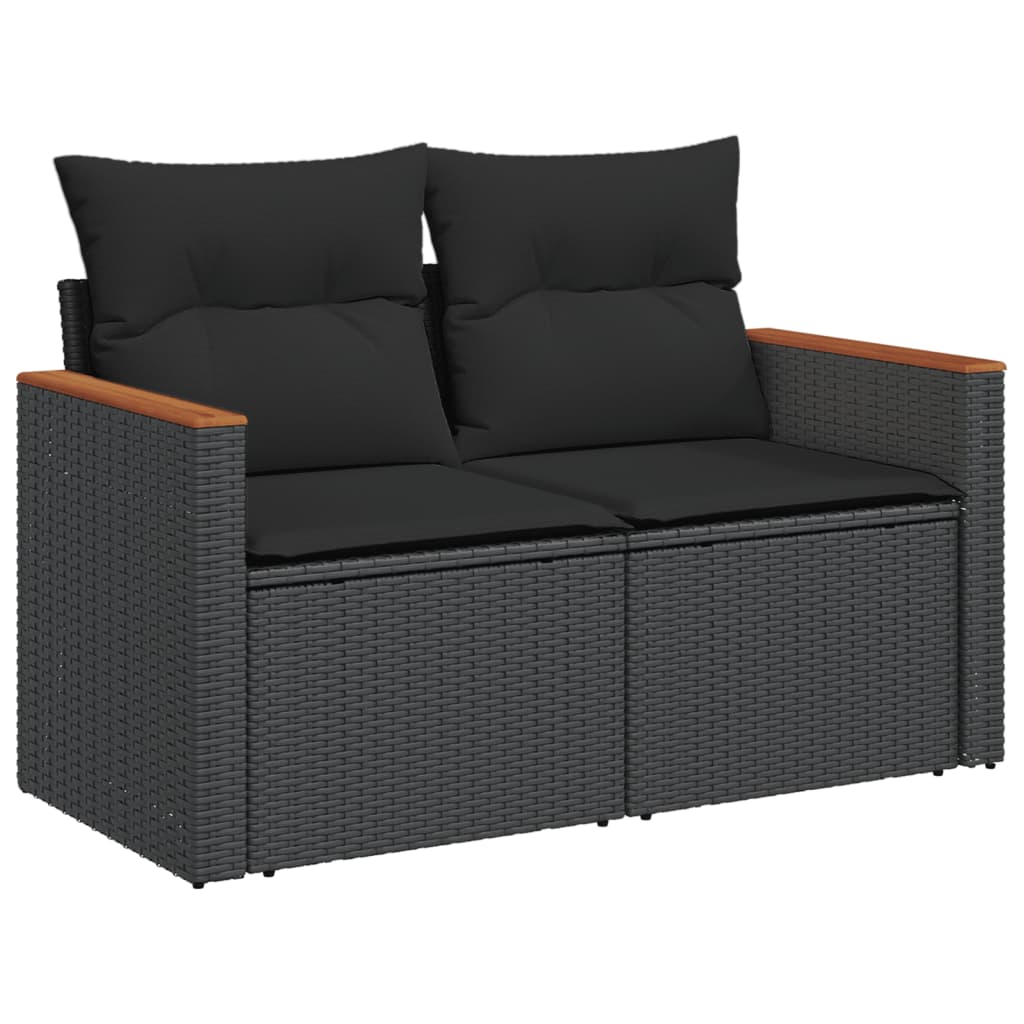 vidaXL Ensemble de salon 11 personnes avec coussins en poly rotin noir