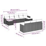 vidaXL ensemble de 10 banques de jardin avec coussins en polyrotan noir