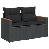 vidaXL Ensemble de salon 12 personnes avec coussins en poly rotin noir